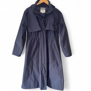 A new day slate Blue-Grey trench rain coat